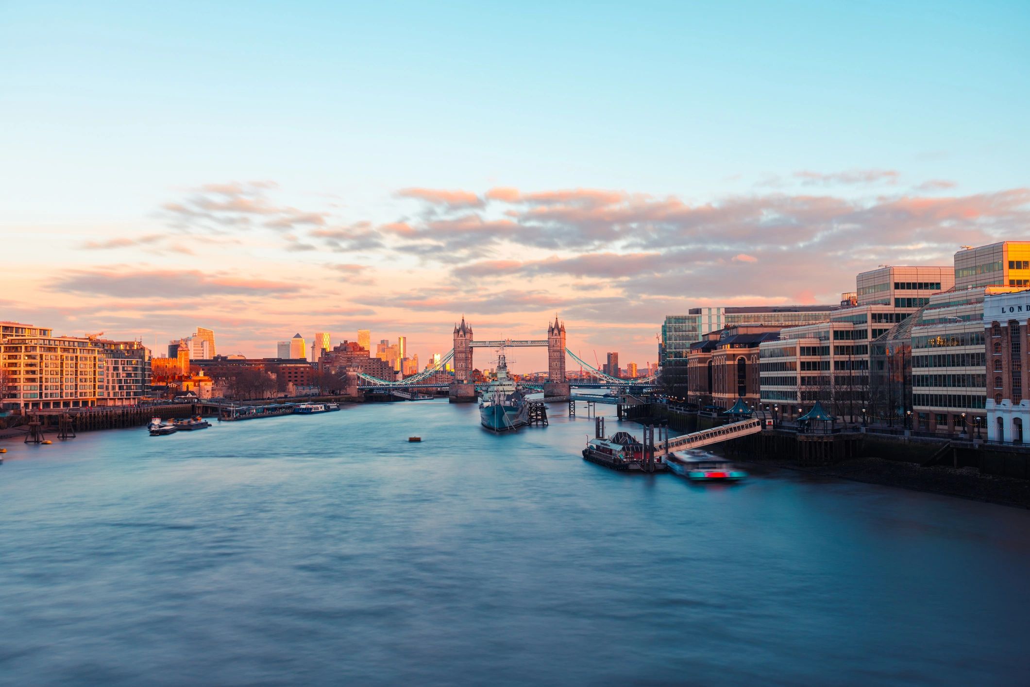 London tower bridge over river thames at sunset